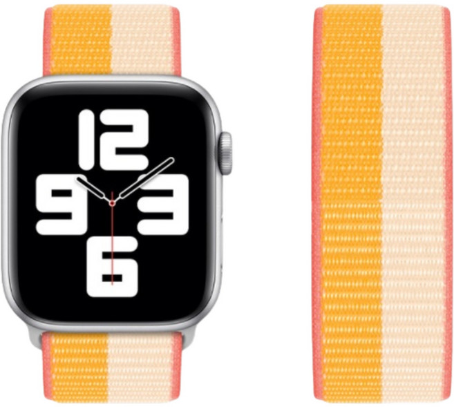 雙色尼龍回環錶帶 適用於 Apple Watch, 黍米色配白色, 1個