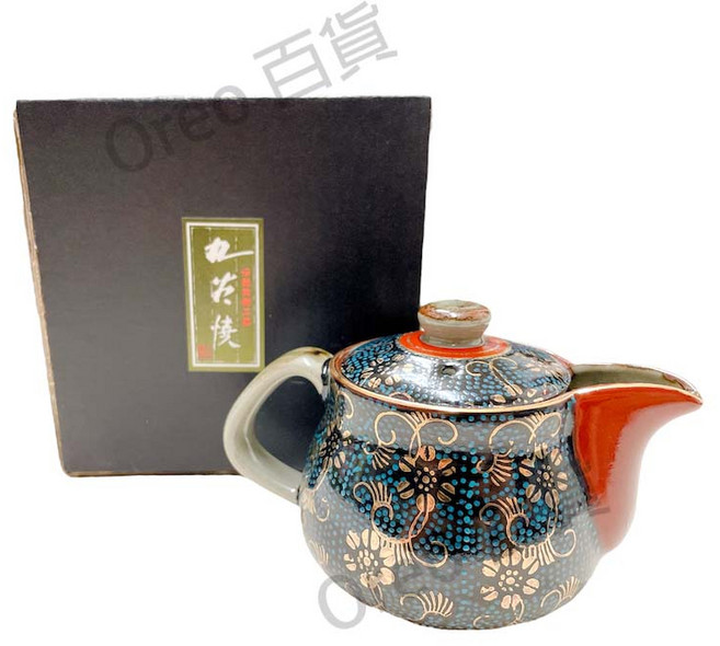 日本製 九谷燒 伊野正峰 茶壺, 1個, 青粒