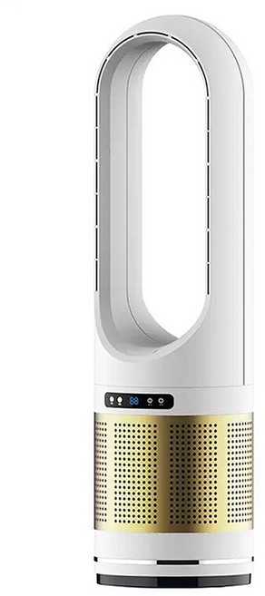LADUTA 拉布塔 新品冷暖兩用無葉風扇 電風扇 家用臺式取暖器 落地暖風機 空氣凈化扇 靜音風扇, 冷暖款 46寸白金色, 冷暖款 46寸白金色
