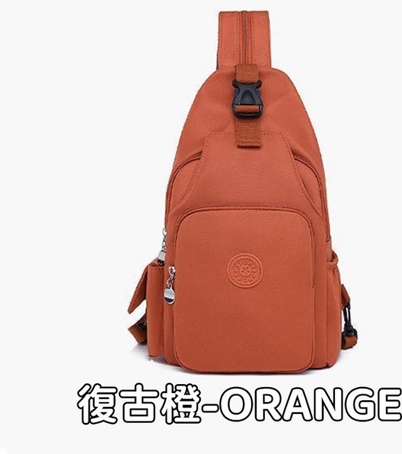 多功能牛津布斜背包,防水耐磨,多種背法,大容量收納,適合休閒旅遊, 橙色