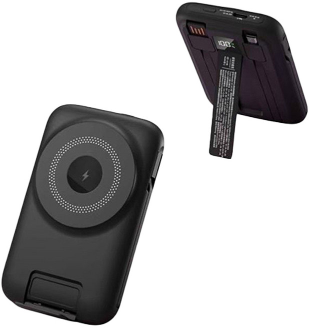 ONAIR 10000mAh 磁吸行動電源 附自帶線 可充手錶, 經典黑(半固態電池), K1