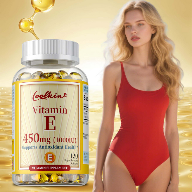 Coolkin 維他命 E 450mg (1000IU) 軟膠囊 支持抗氧化健康, 120組