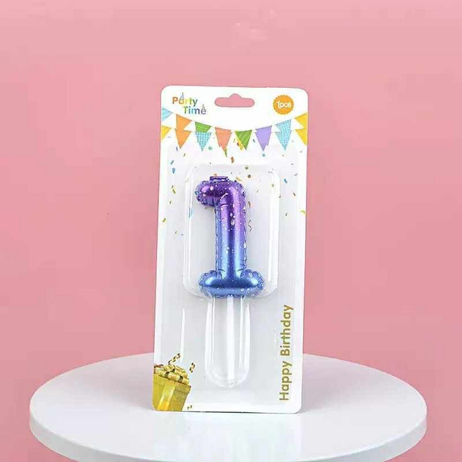 生日蠟燭 告白蠟燭 情人節 母親節, 1件, 漸變紫藍色氣球數字蠟燭-1, 20g, 無味