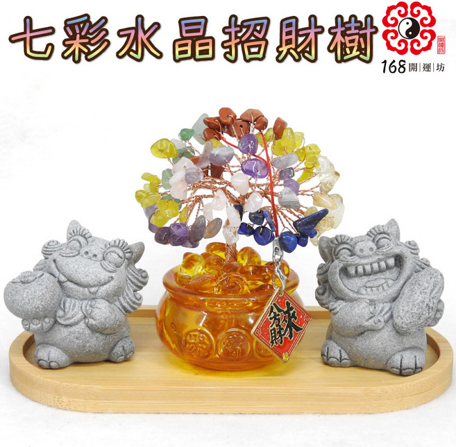 七彩水晶招財樹, 一套+七彩綜合水晶, 1套