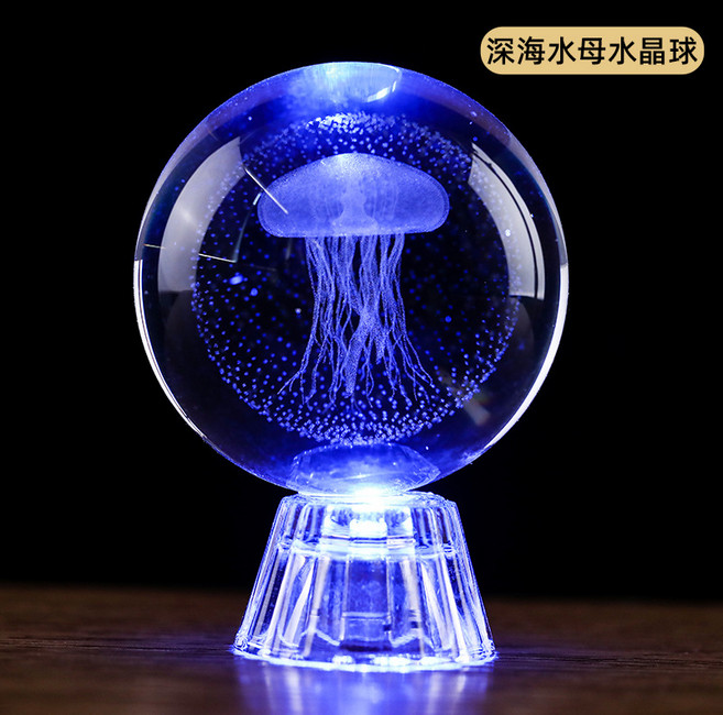 達姿 水晶球擺件 十二生肖/星座內雕水晶玻璃工藝品, 深海水母