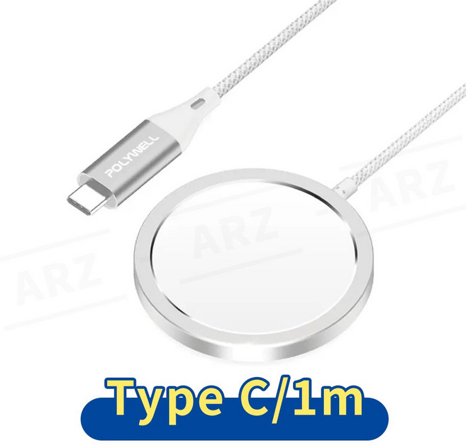POLYWELL Magsafe 磁吸無線充電盤 Type C/1m, 1個, Type C/1m