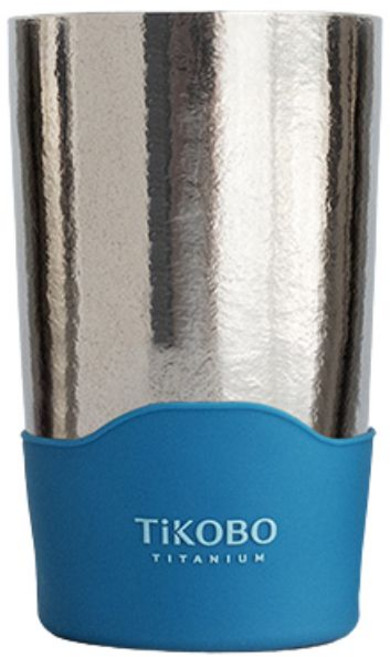 【TiKOBO 鈦工坊】純鈦雙層真空蛋形杯480ml 附杯套 咖啡杯 飲料杯 環保杯 隔熱杯 馬克杯 鈦杯, 1個, 撞色深藍