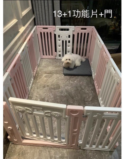 PET HOME 寵物圍欄, 粉白色 寵物圍欄13+功能片+門, 1個
