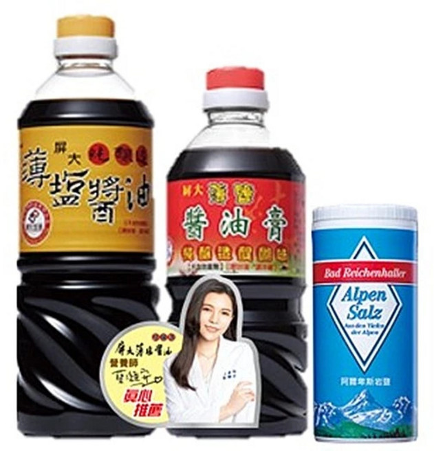 屏大 薄鹽醬油 醬油膏 岩鹽 特惠組, 1個, 醬油+1+醬油膏+1+岩鹽+1