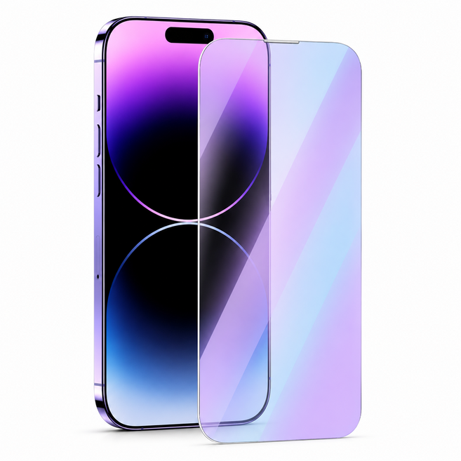 Rabbit Technolog 適用iPhone手機膜 高清護眼玻璃保護貼, 磨砂+抗藍光, 1個