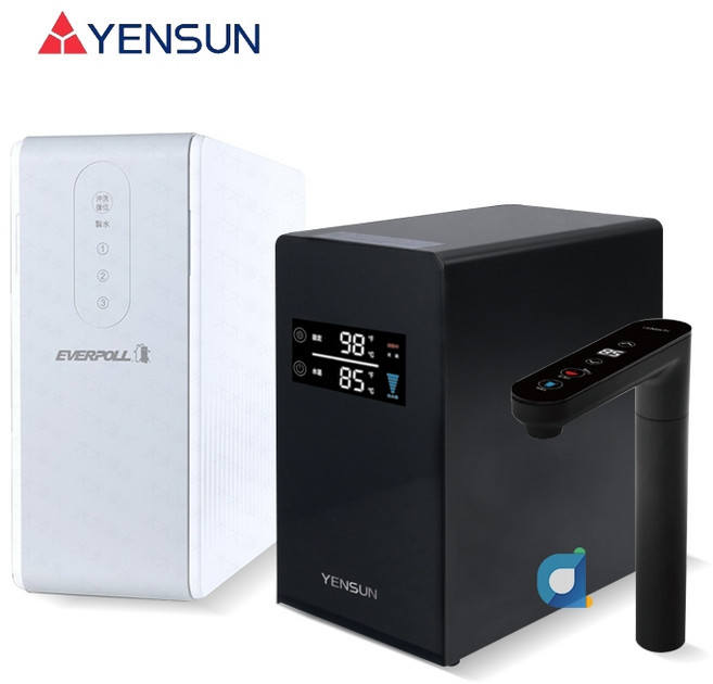 元山 YS-8221HW 櫥下型觸控溫熱飲水機 搭YS-8021RO 雙出水600G廚下型RO直輸淨水器, 黑色