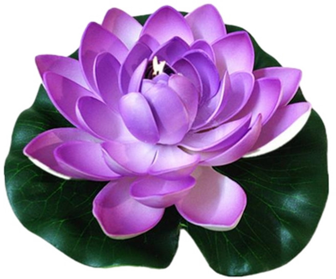 模擬荷花睡蓮水上漂浮裝飾花 佛堂魚缸園藝風, 18釐米EVA荷花 紫色買一贈一, 1個