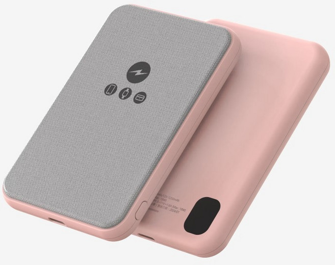 POLYBATT 三用快充磁吸行動電源 5000mAh 石墨烯散熱 可攜上飛機, 櫻花粉, LT001
