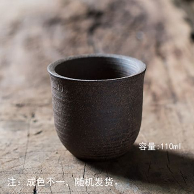 粗陶復古品茗杯 手拉胚陶瓷個人杯 茶杯 日本斗笠杯, 1個, 粗陶才高杯