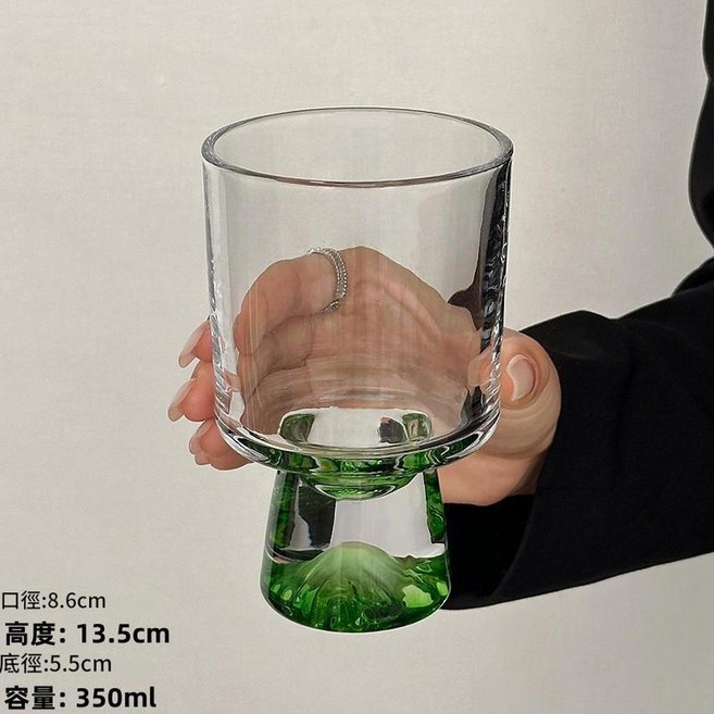 高腳玻璃杯 350ml, 綠色 山脈高腳杯 - 350ml, 1個