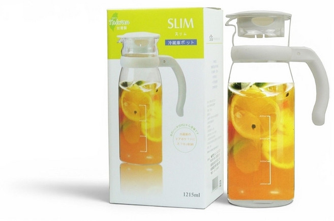 SYG 台灣製耐熱玻璃涼水瓶 1215ml, 白色, 1個, 1.215L