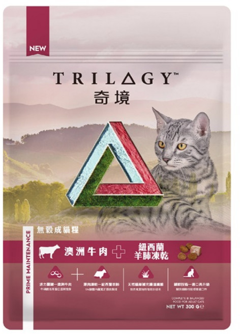 TRILOGY 奇境 無穀貓糧 羊肺凍乾, 300g, 1個, 牛肉