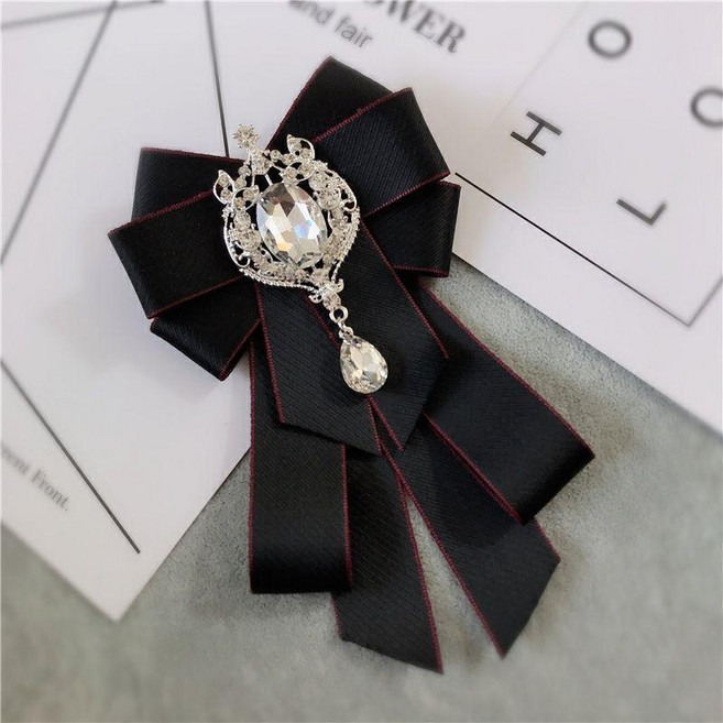 鑲鑽蝴蝶結領花別針胸花