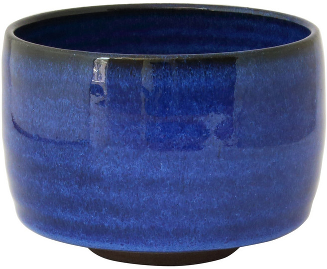 Aika 藍花 Rinzen 半月形抹茶陶瓷碗, 1個, 青釉