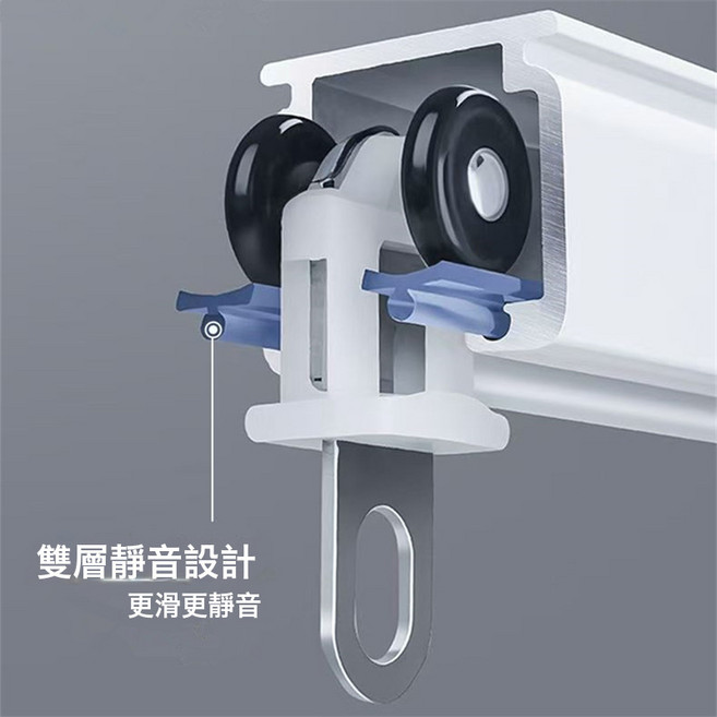 鋁合金靜音加厚窗簾軌道滑軌滑輪頂裝側裝單軌雙直軌導軌窗簾杆, 白色單直軌頂裝