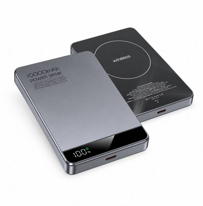 超薄磁吸行動電源 10000mAh/5000mAh 無線充電 三合一 MagSafe 外接式電池, 太空灰|10000mAh 耳機手錶三合一, 太空灰, Q10