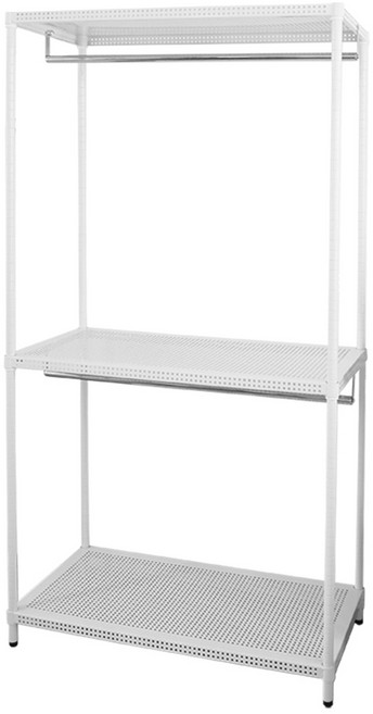dayneeds 沖孔雙桿烤漆衣櫥 90x45x210公分, 白色, 3 Tiers
