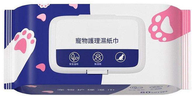 寵物免洗手套濕巾, 新款80抽 - 寵物溼巾, 1套