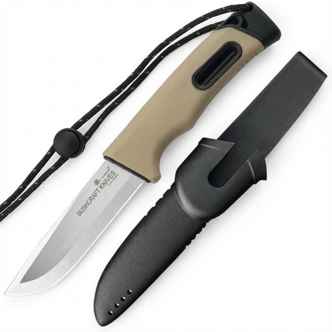 山道具屋 漢道 HX OUTDOORS 生存大師4 多用途打火棒露營刀/戶外刀具/防災求生小刀, 1個, 升級四代卡其色