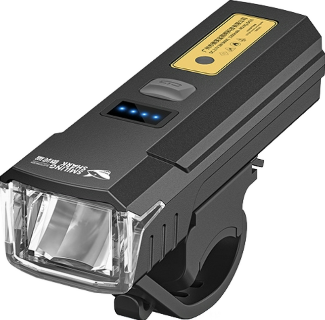 光焰騎行燈 夜騎燈 LED 高亮騎行燈 自行車燈 智能光控, 1個, 黑 微笑鯊 QX-D431B