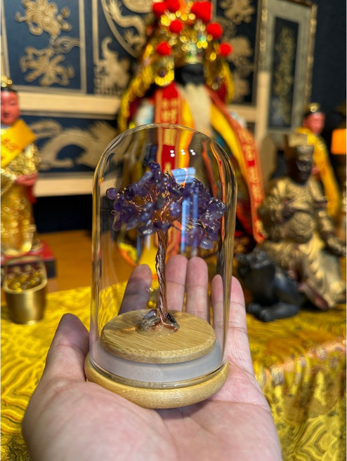 陽明山馬槽湖慈白岑寺 過爐加持 水晶發財樹,招財風水擺件, 紫水晶樹