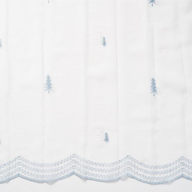 ColorsTW 窗紗 2片組 寬100cm 藍色系 雪地冷杉 刺繡 台灣製