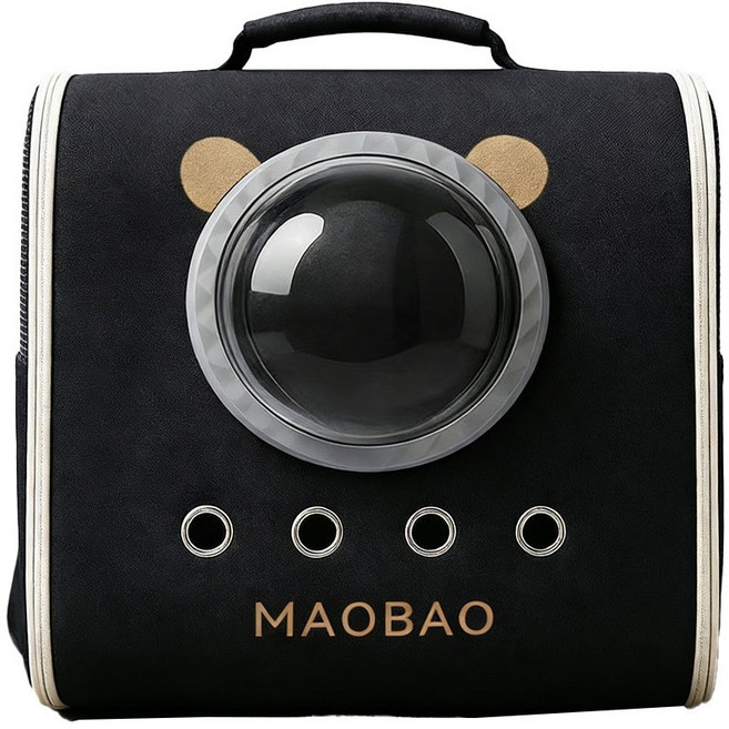 MAOBAO 透明貓咪外出後背包 寵物外出包, 黑色 透明罩, 1個