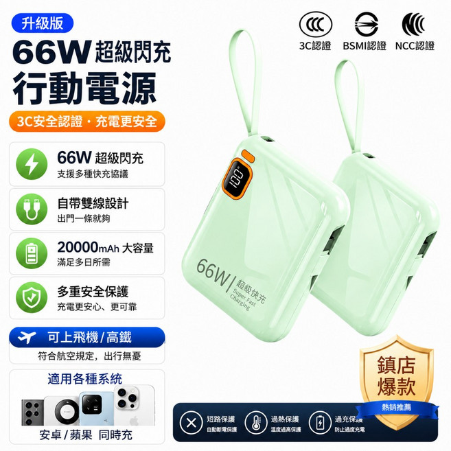 防爆電芯 固態防爆電池【可上飛機 3CCC認證 74wh標識】當天寄出 兩年保固 20000mAh 行動電源 PD快充, 翡翠綠, N/A