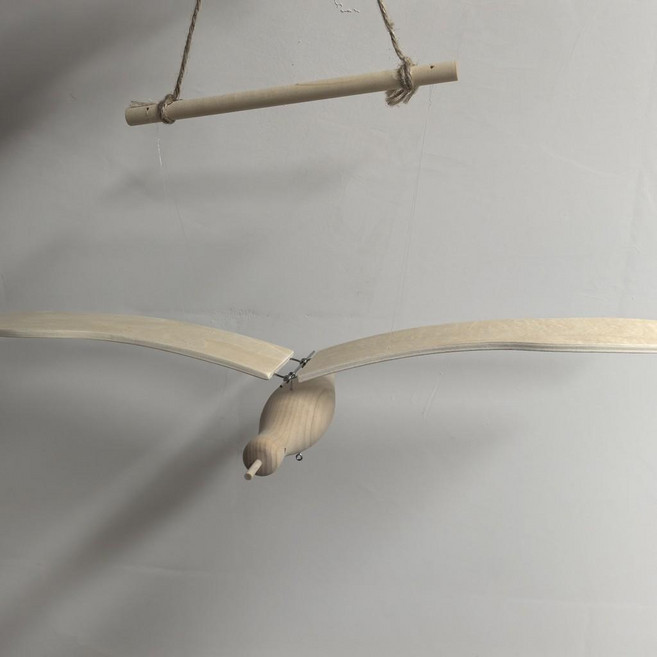 會飛的海鷗 平衡掛飾 手工製作木製空中吊飾 房間裝飾 86cm, 原木色