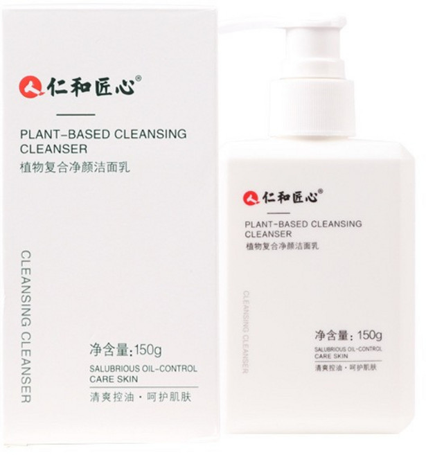 仁和匠心 植物複合淨顏潔面乳 150g 溫和控油深層清潔, 1個, 仁和匠心洗面乳