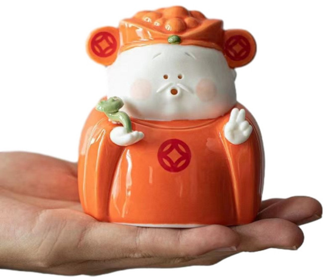 創意小橘財神陶瓷擺件, 小橘財神爺 擺件