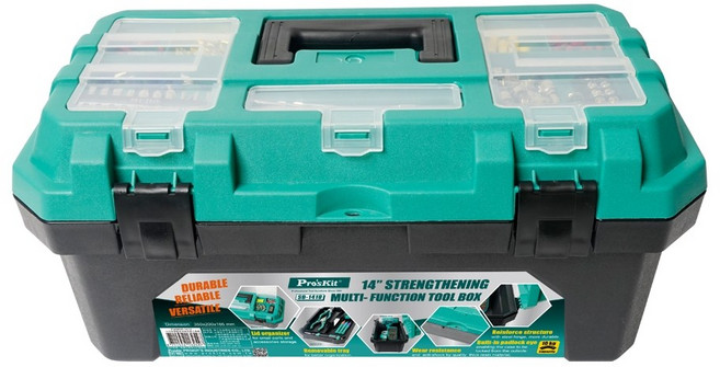 Pro'sKit 寶工 加強型多功能雙層工具箱 SB-1418 14吋加厚設計 上蓋附獨立零件盒, 1個