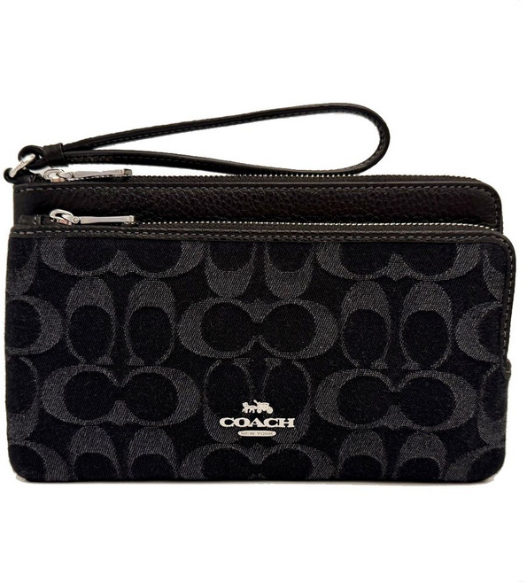 COACH 蔻馳 C LOGO牛仔布雙層手拿包