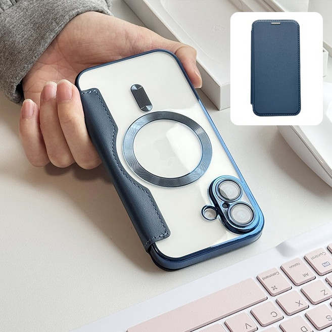 商務翻蓋皮套 Magsafe磁吸 手機殼 防摔殼 適用iPhone16e 15 Promax 蘋果14 13 12 11