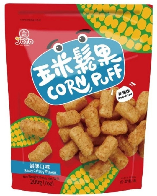 九福 玉米鬆果 鹹酥口味 非油炸, 200g, 1個