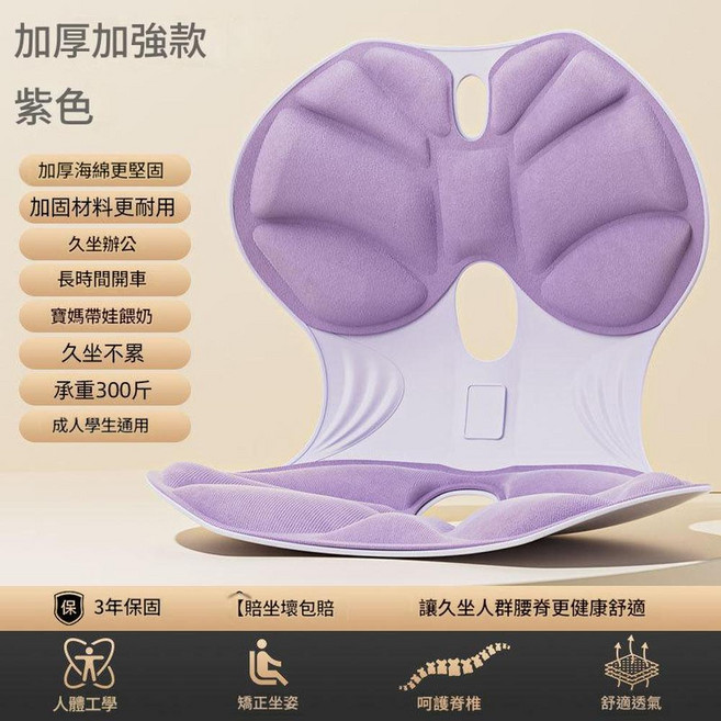 加大加高護腰坐墊矯正器 端正坐姿, 至尊款紫色 可單獨使用