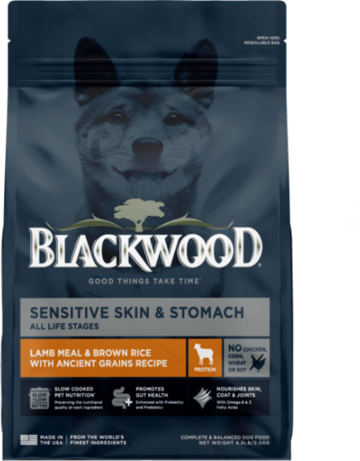 BLACKWOOD 柏萊富 羊肉糙米配方 敏感皮膚與腸胃犬糧, 4.5kg, 1個, no this value