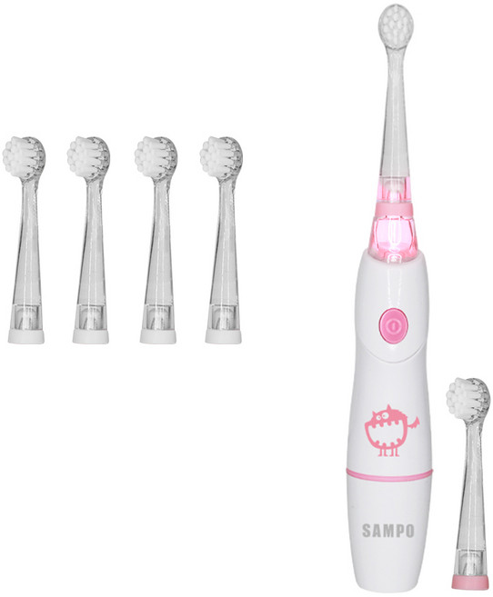 SAMPO 聲寶 幼童音波震動牙刷 TB-Z1806CL, 粉紅色, 1個, 1806R+T-BH*4