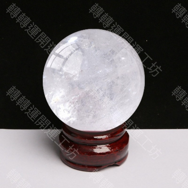 轉轉運開運工坊 水晶球 5cm 附贈木座 黃水晶 黑曜石 紫水晶 粉水晶 白水晶 改善磁場 提升能量 風水擺件, 5cm 白水晶球(送木底座), 白水晶球