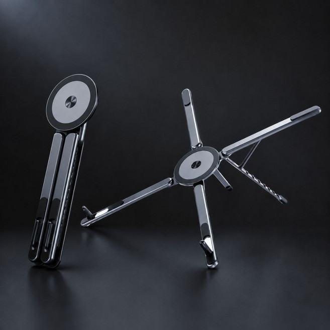 全鋁合金便攜支架 手機 平板 筆電 可調角度 穩固支撐, 灰色, 1個, 190754