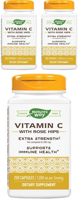 Nature's Way 然萃維 維他命C 1000mg&玫瑰果膠囊, 250顆, 3罐