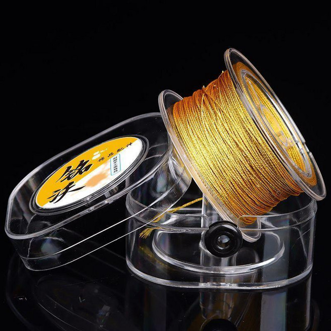 手鍊編織繩手工紅繩中國結金絲線3/6/9/12/15股 副廠商品, 6股金線0.4mm/300米 盒裝進口 ,附贈:引線+鉤針, 1個