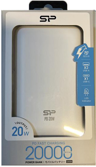 SP QS58 20000mAh PD 20W 雙USB-A USB-C 快充 行動電源, 白色