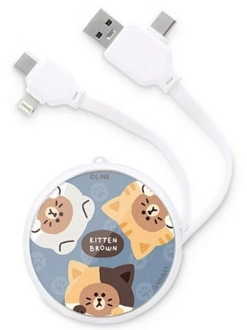 GARMMA LINE FRIENDS PD快充多合一伸縮充電線, 1個, 喵喵毛線, 喵喵毛線