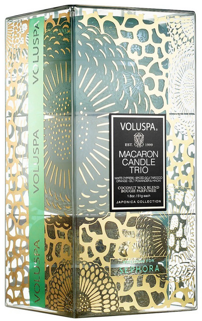 Voluspa 馬卡龍玻璃盒香氛禮盒 (三入一組), ②白絲柏+辛香枸杞塔羅科橙+金耀檜木, 1個